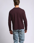 Easy Mondays Long Sleeve Slub Cotton T-Shirt - Oxblood-Men's T-Shirts-Brooklyn-Vancouver-Yaletown-Canada