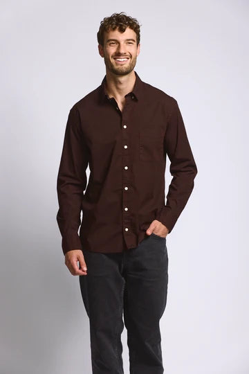 Easy Mondays Stretch Poplin - Oxblood-Men's Shirts-Brooklyn-Vancouver-Yaletown-Canada