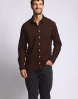 Easy Mondays Stretch Poplin - Oxblood-Men's Shirts-Brooklyn-Vancouver-Yaletown-Canada