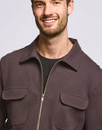 Easy Mondays Diagonal Zip Up Jacket - Espresso-Men's Jackets-Brooklyn-Vancouver-Yaletown-Canada