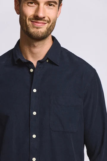Easy Mondays Micro Corduroy Shirt - Navy-Men's Shirts-Brooklyn-Vancouver-Yaletown-Canada