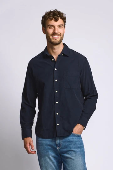 Easy Mondays Micro Corduroy Shirt - Navy-Men's Shirts-Brooklyn-Vancouver-Yaletown-Canada