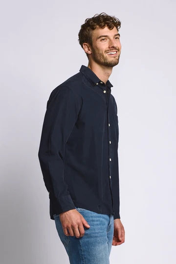 Easy Mondays Micro Corduroy Shirt - Navy-Men's Shirts-Brooklyn-Vancouver-Yaletown-Canada