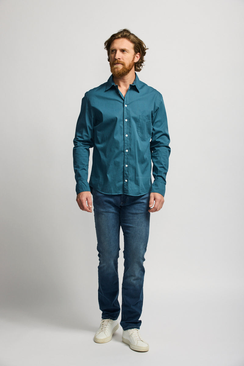 Easy Mondays Poplin Shirt Vintage Navy SS24-Men&#39;s Shirts-Brooklyn-Vancouver-Yaletown-Canada