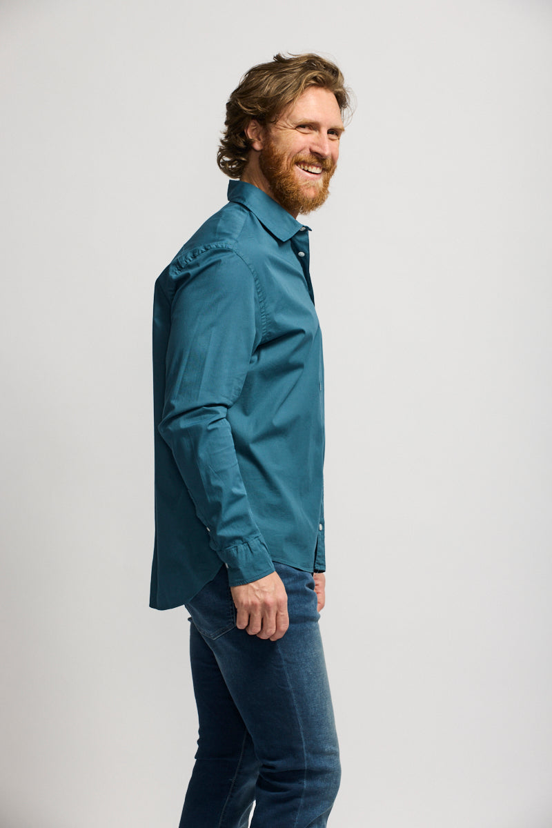 Easy Mondays Poplin Shirt Vintage Navy SS24-Men&#39;s Shirts-Brooklyn-Vancouver-Yaletown-Canada