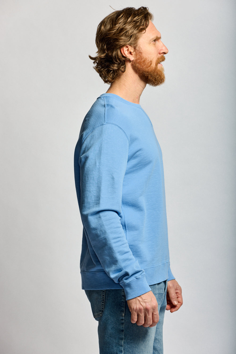 Easy Mondays Slub Cotton Sweatshirt Azure-Men's Sweatshirts-Brooklyn-Vancouver-Yaletown-Canada
