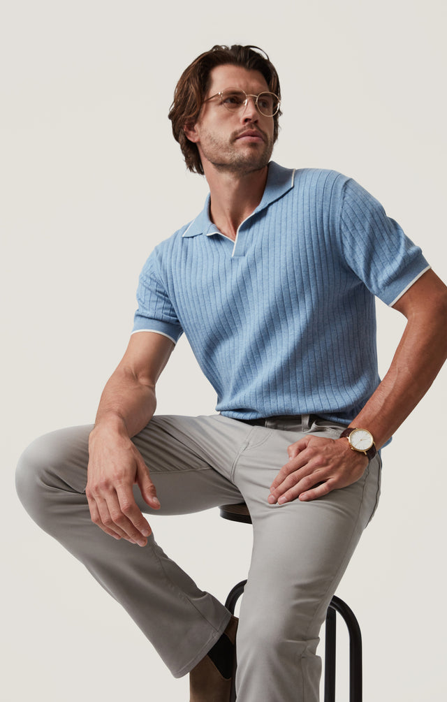 34 Heritage Polo Sweater - Blue-Men&#39;s Sweaters-Brooklyn-Vancouver-Yaletown-Canada