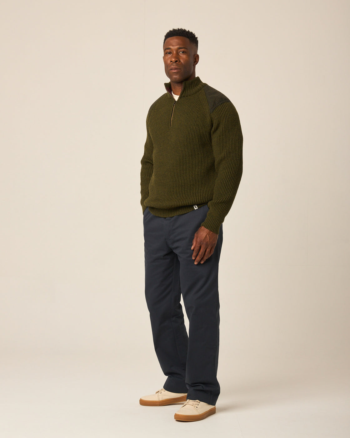 Peregrine Foxton Quarter Zip Jumper - Navy-Men's Sweaters-Brooklyn-Vancouver-Yaletown-Canada