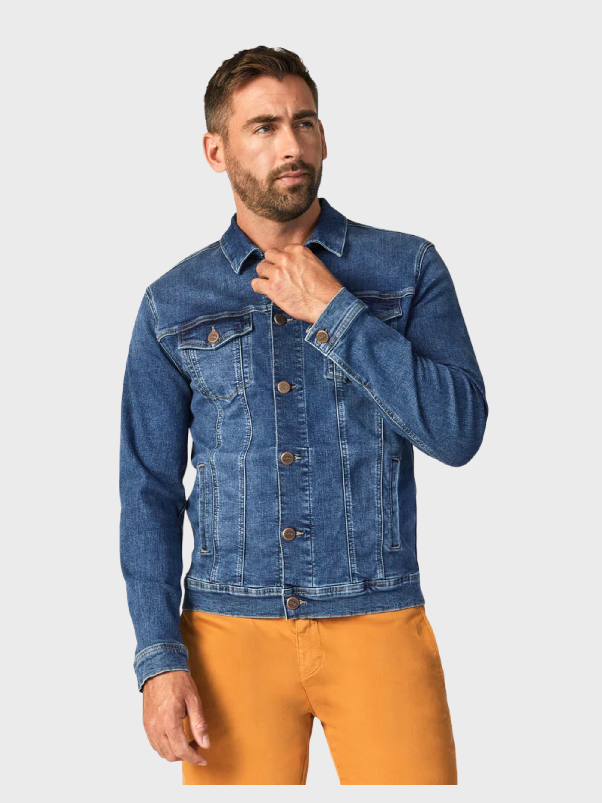 34 Heritage - Travis Organic Jacket - Mid Blue-Men's Jackets-Brooklyn-Vancouver-Yaletown-Canada