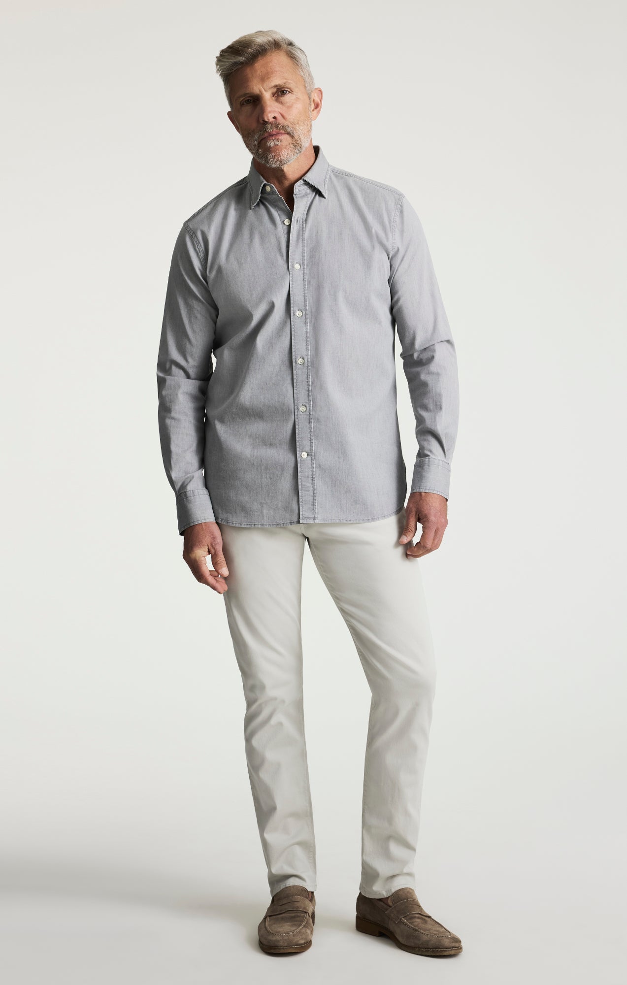 34 Heritage Denim Shirt Grey Indigo-Men's Shirts-Brooklyn-Vancouver-Yaletown-Canada
