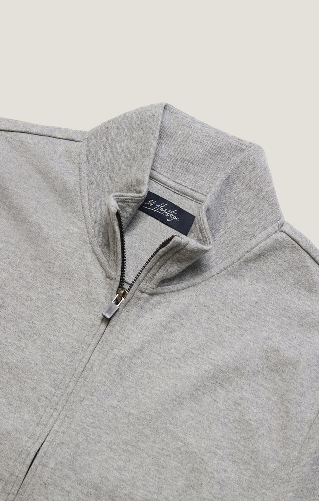 34 Heritage High Neck Zip-Up Grey Melange-Men&#39;s Sweaters-Brooklyn-Vancouver-Yaletown-Canada