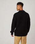 Peregrine Hudson Aran Cardigan - Black-Men's Sweaters-Brooklyn-Vancouver-Yaletown-Canada
