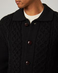 Peregrine Hudson Aran Cardigan - Black-Men's Sweaters-Brooklyn-Vancouver-Yaletown-Canada
