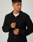Peregrine Hudson Aran Cardigan - Black-Men's Sweaters-Brooklyn-Vancouver-Yaletown-Canada