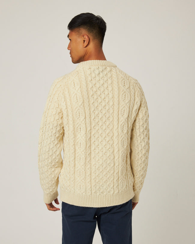 Peregrine Hudson Aran Jumper - Cream-Men's Sweaters-Brooklyn-Vancouver-Yaletown-Canada