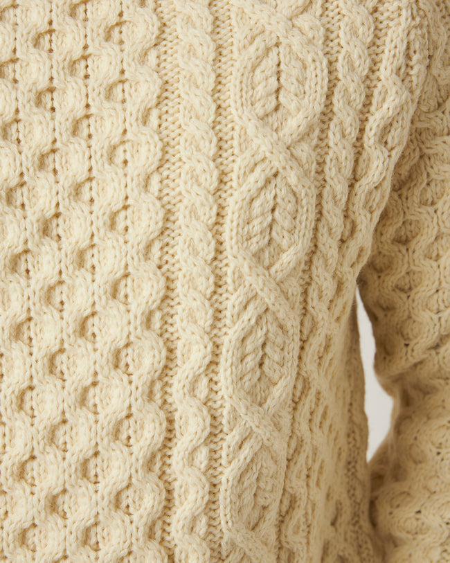 Peregrine Hudson Aran Jumper - Cream-Men&#39;s Sweaters-Brooklyn-Vancouver-Yaletown-Canada