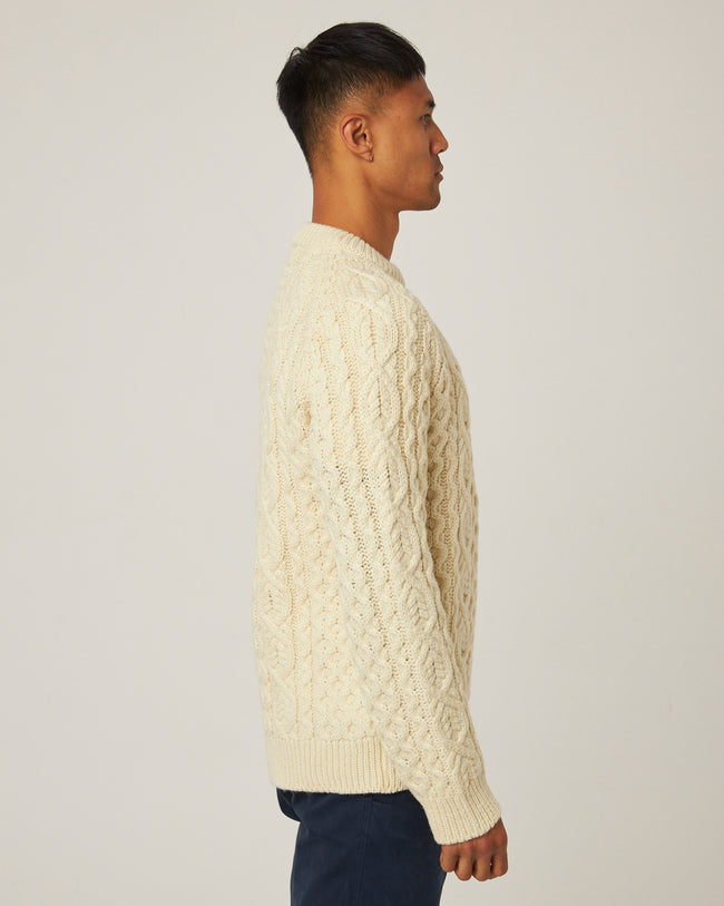 Peregrine Hudson Aran Jumper - Cream-Men&#39;s Sweaters-Brooklyn-Vancouver-Yaletown-Canada