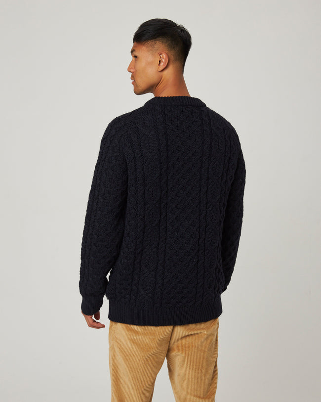 Peregrine Hudson Aran Jumper - Navy-Men's Sweaters-Brooklyn-Vancouver-Yaletown-Canada