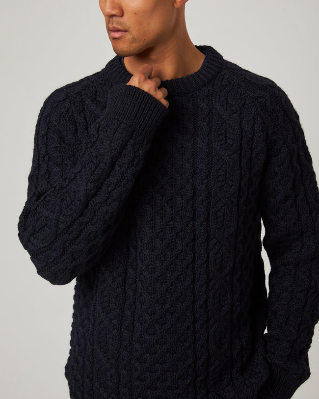 Peregrine Hudson Aran Jumper - Navy-Men&#39;s Sweaters-Brooklyn-Vancouver-Yaletown-Canada