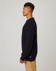 Peregrine Hudson Aran Jumper - Navy-Men's Sweaters-Brooklyn-Vancouver-Yaletown-Canada