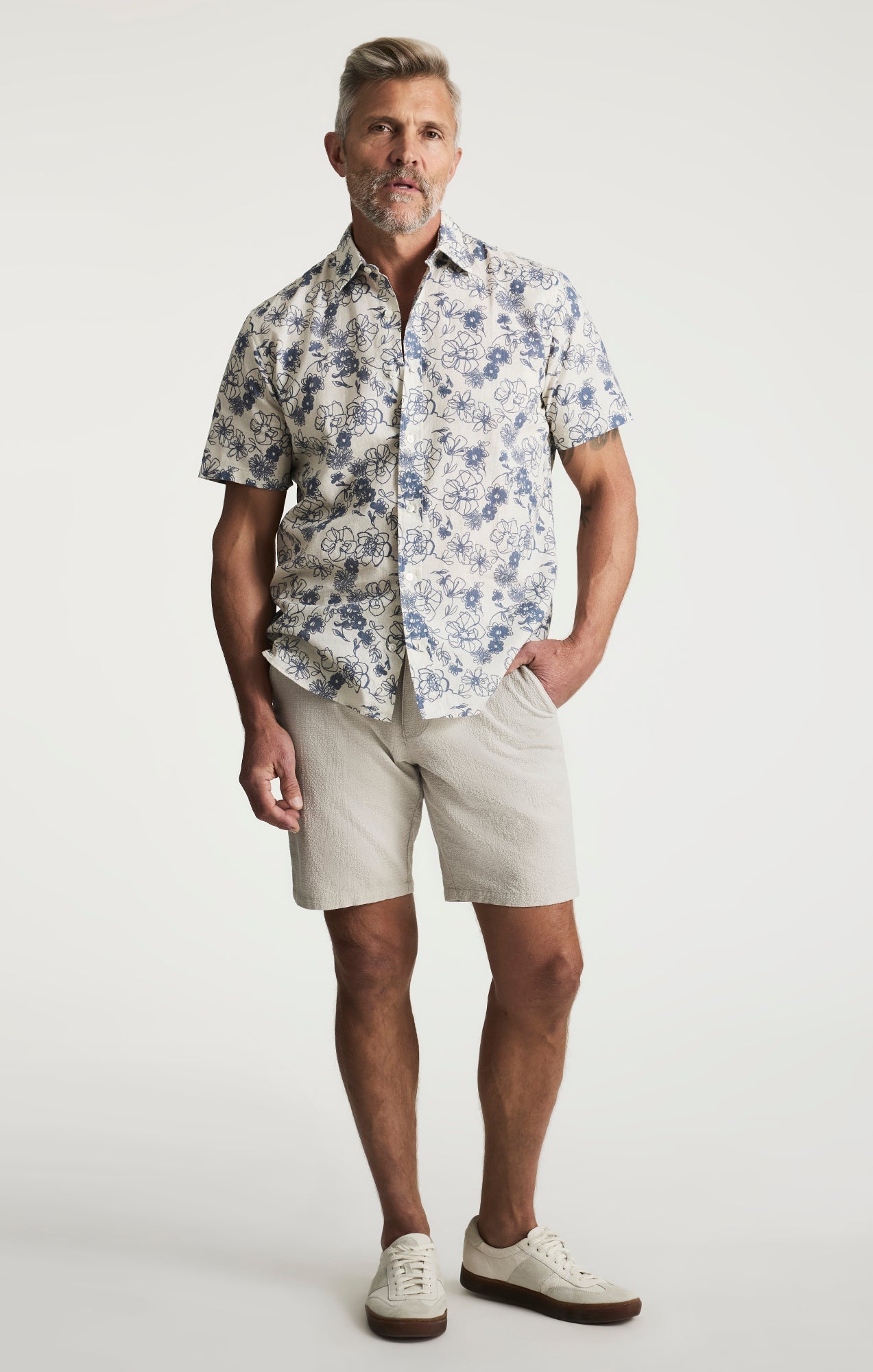 34 Heritage Flower Short Sleeve Shirt Vintage Indigo-Men's Shirts-Brooklyn-Vancouver-Yaletown-Canada