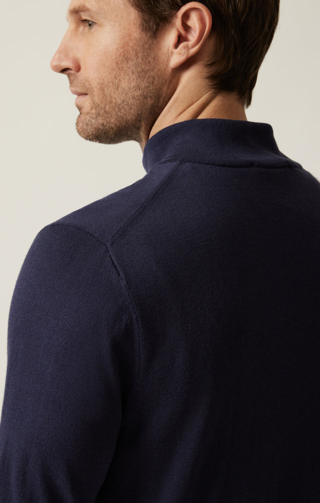 34 Heritage Quarter Zip Sweater Navy-Men&#39;s Sweaters-Brooklyn-Vancouver-Yaletown-Canada