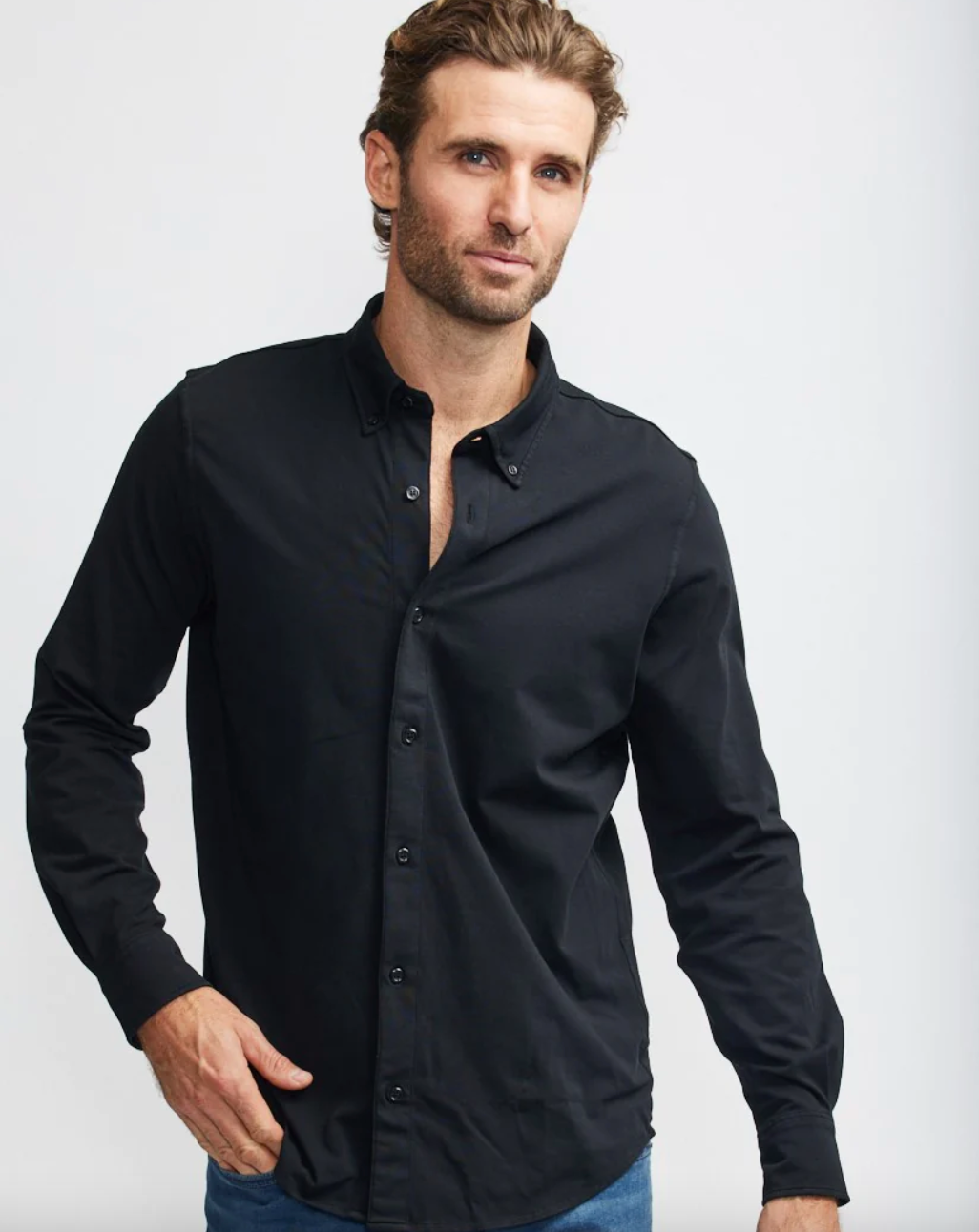 Easy Mondays L/S Jersey Button Down FW23-Men's Shirts-Yaletown-Vancouver-Surrey-Canada