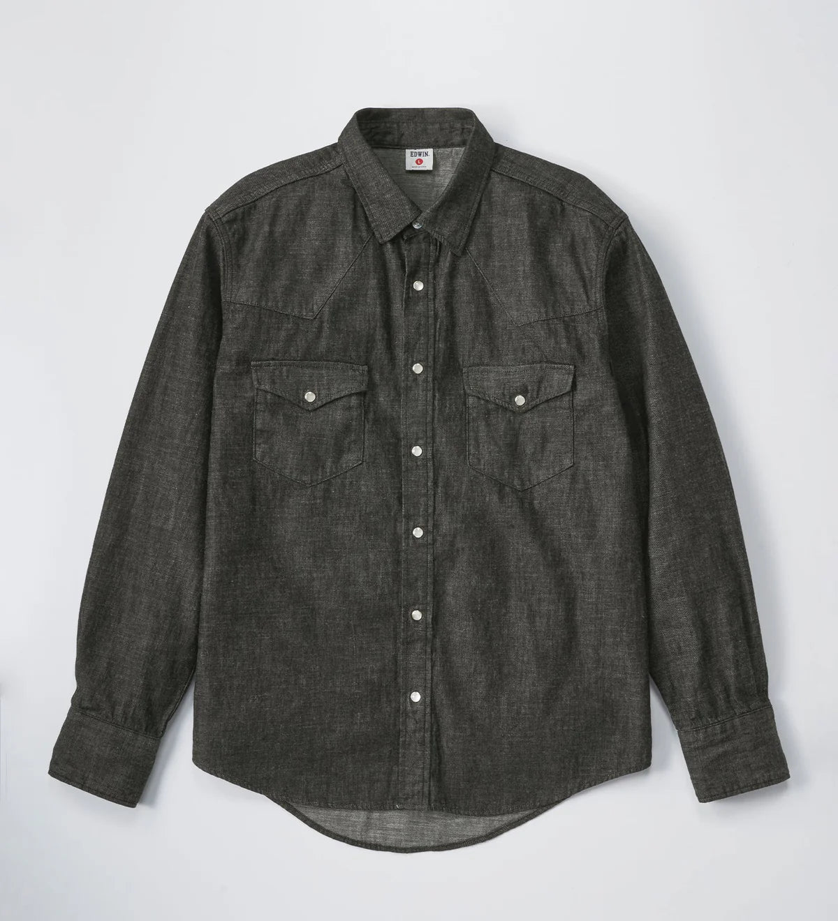 Edwin Kst069-01 Western Shirts - Black Denim-Men's Shirts-Brooklyn-Vancouver-Yaletown-Canada