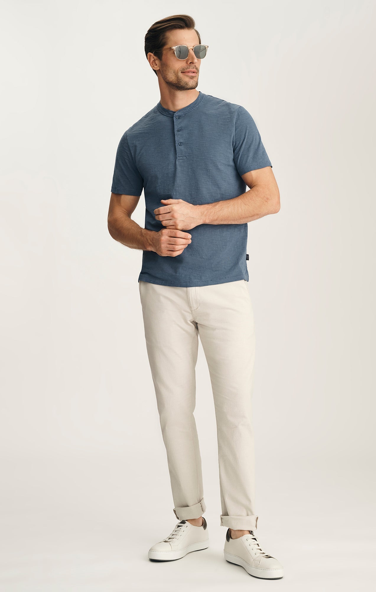 34 Heritage Slub Ss Henley Vintage Indigo-Men's T-Shirts-Brooklyn-Vancouver-Yaletown-Canada