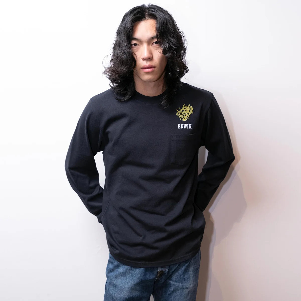 Edwin Long Sleeve Tee - Navy Lucky You-Men's T-Shirts-Brooklyn-Vancouver-Yaletown-Canada
