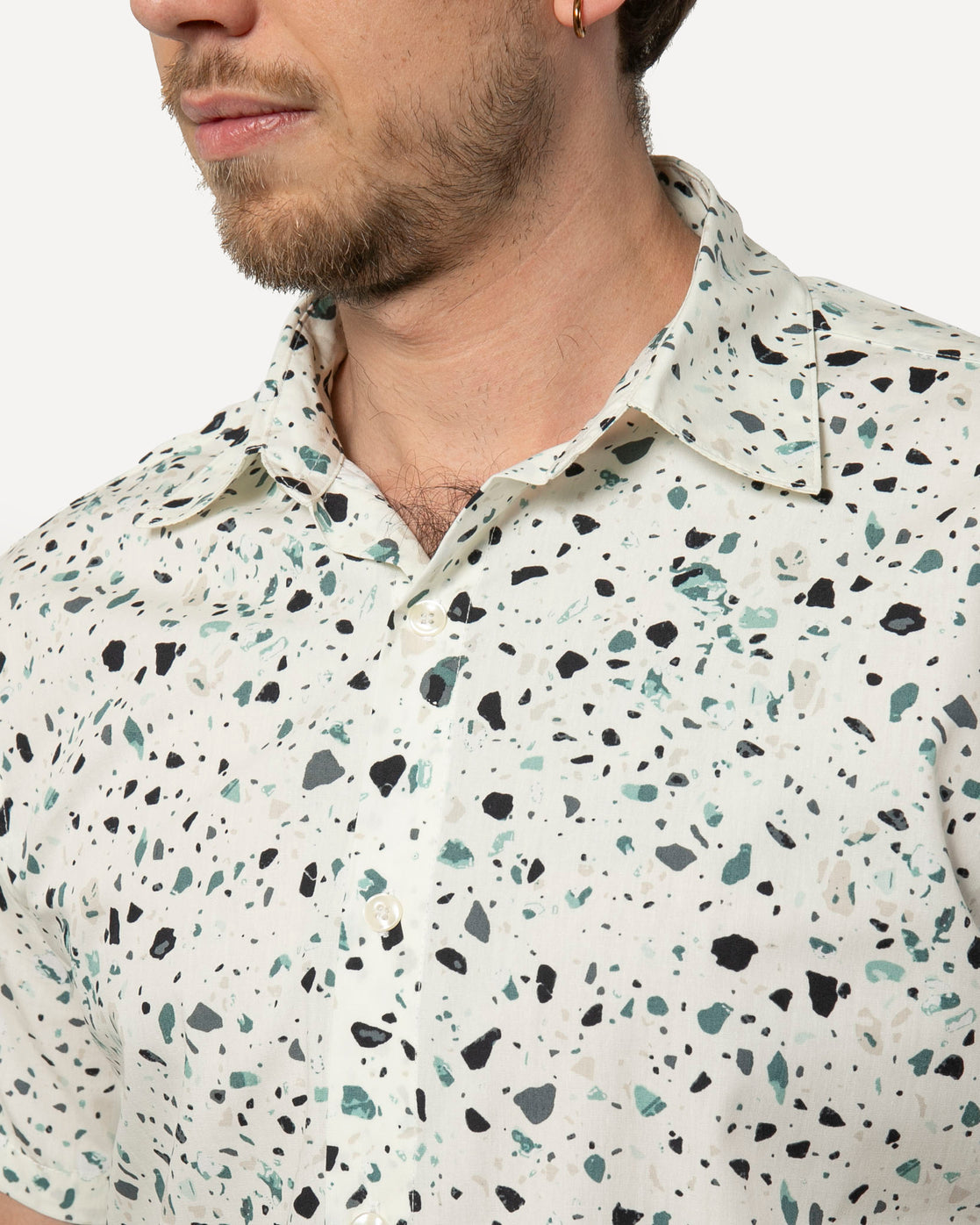 18Waits Short Sleeve Dylan Shirt Teal Terrazo-Men&#39;s Shirts-Brooklyn-Vancouver-Yaletown-Canada