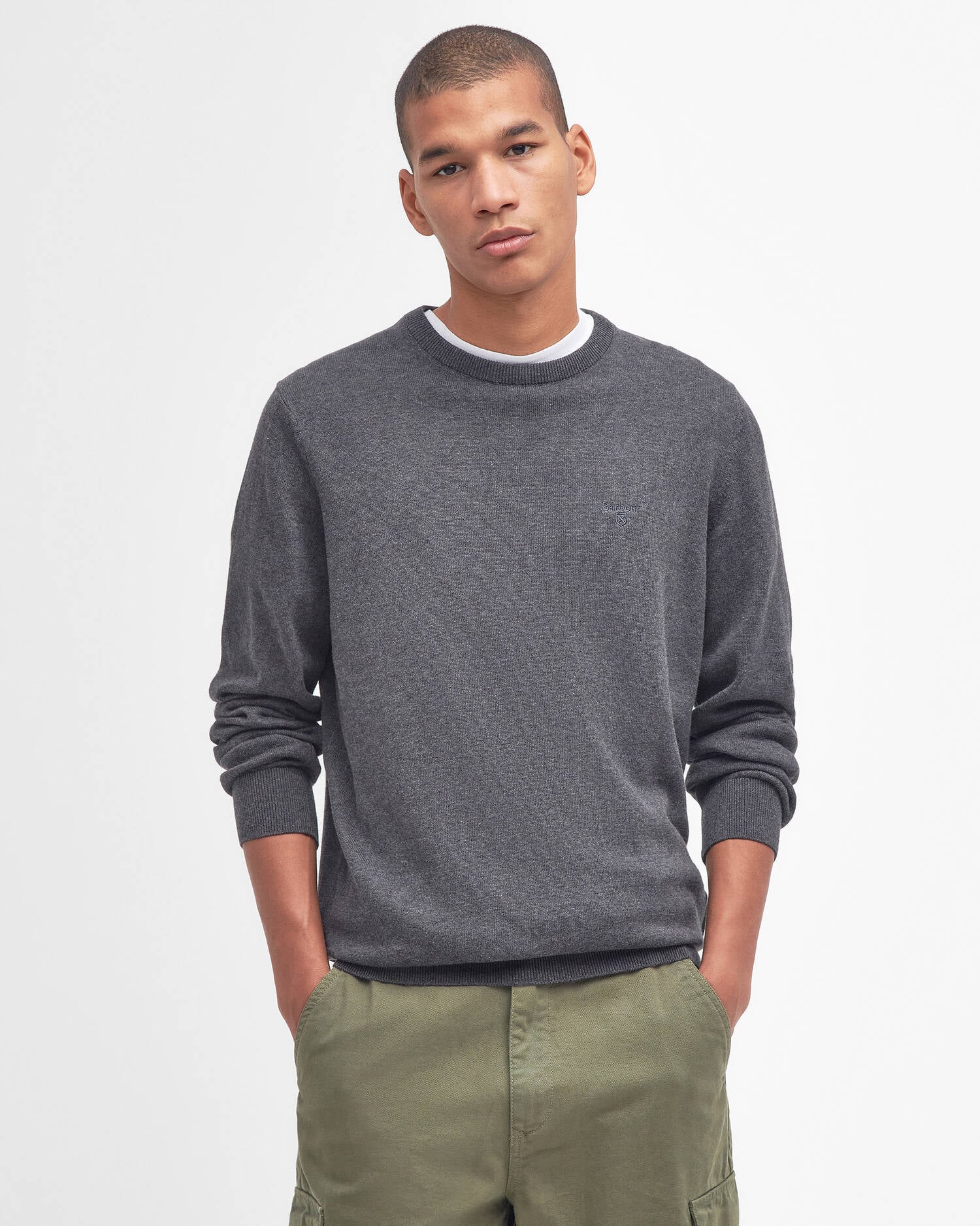 Barbour Pima Cotton Crewneck Sweater - Charcoal-Men's Sweaters-Brooklyn-Vancouver-Yaletown-Canada