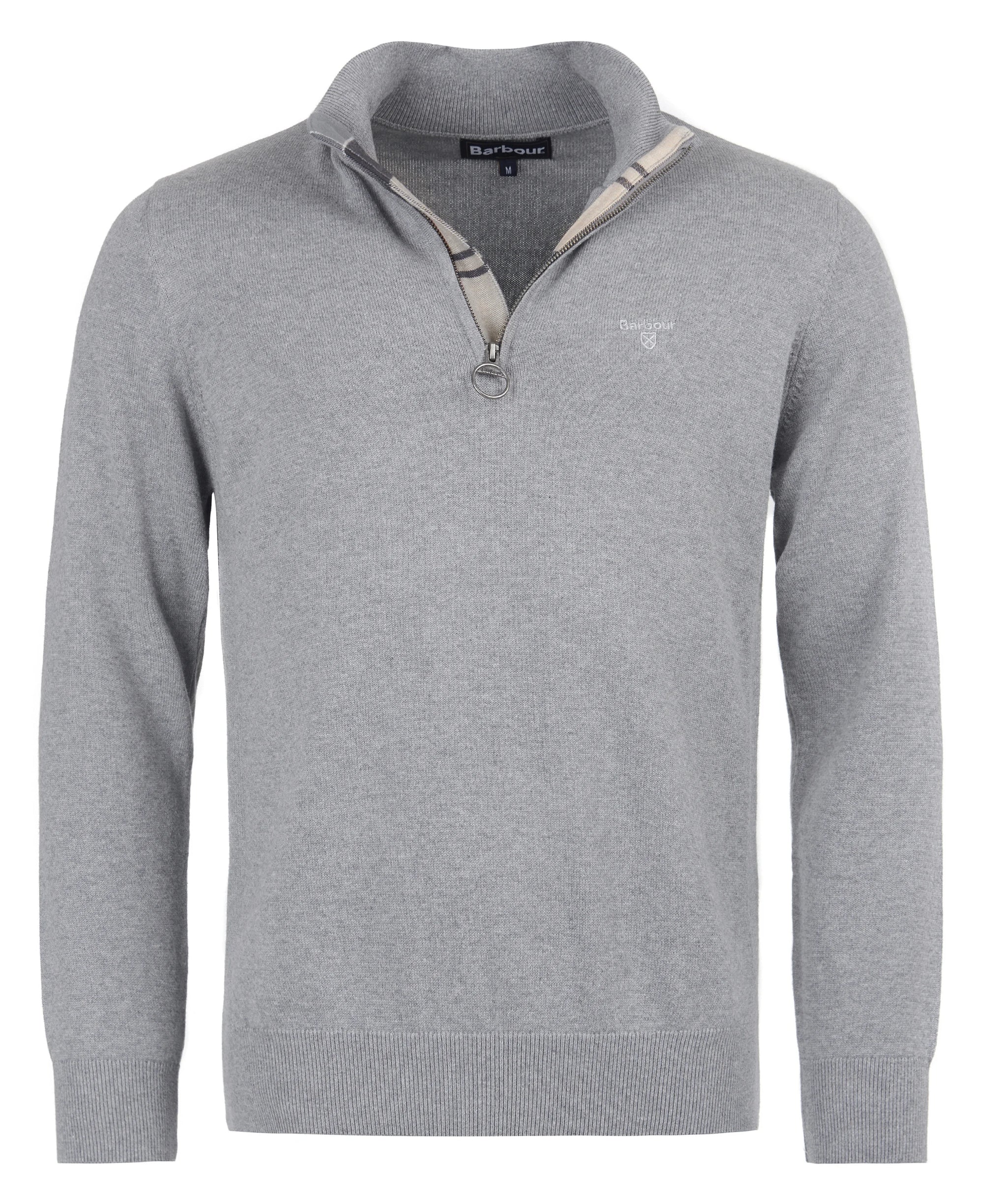 Barbour Cotton Half Zip Knitted Jumper - Grey Marl-Men's Sweaters-Brooklyn-Vancouver-Yaletown-Canada