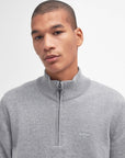 Barbour Cotton Half Zip Knitted Jumper - Grey Marl-Men's Sweaters-Brooklyn-Vancouver-Yaletown-Canada