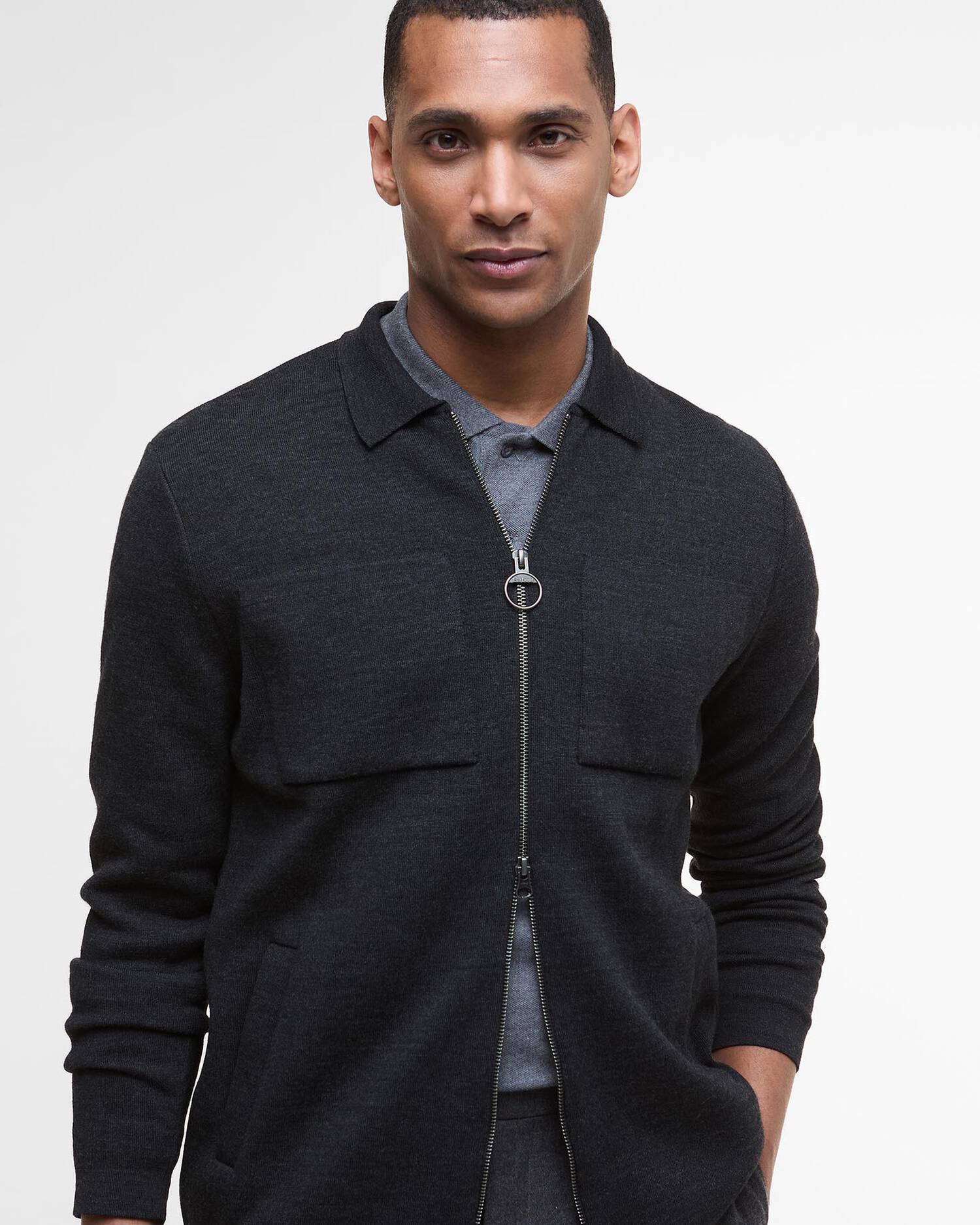 Barbour Croscombe Knitted Zip Through - Charcoal Marl-Men&#39;s Sweaters-Brooklyn-Vancouver-Yaletown-Canada