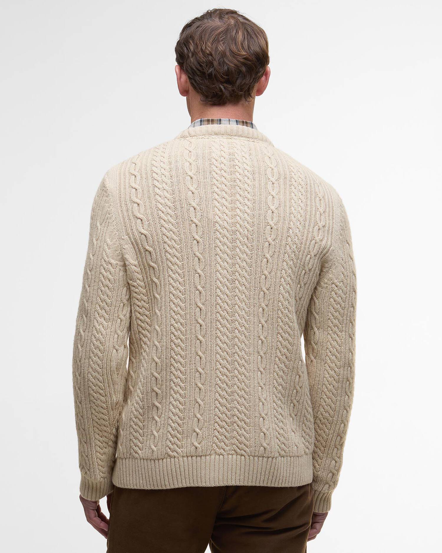 Barbour Lowfen Cable Crew - Stone-Men's Sweaters-Brooklyn-Vancouver-Yaletown-Canada