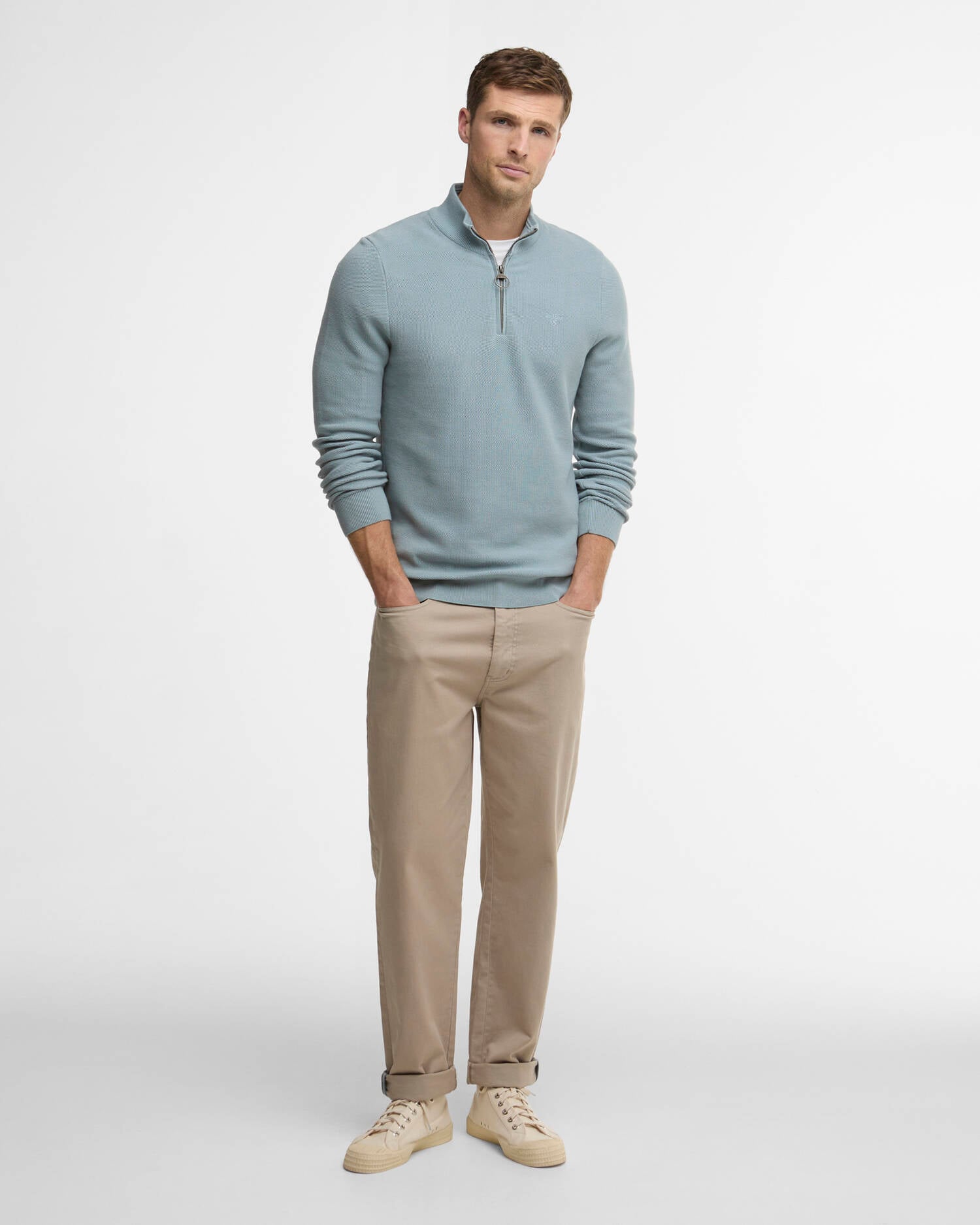 Barbour Honeycomb Hz - Slate Blue-Men's Sweaters-Brooklyn-Vancouver-Yaletown-Canada
