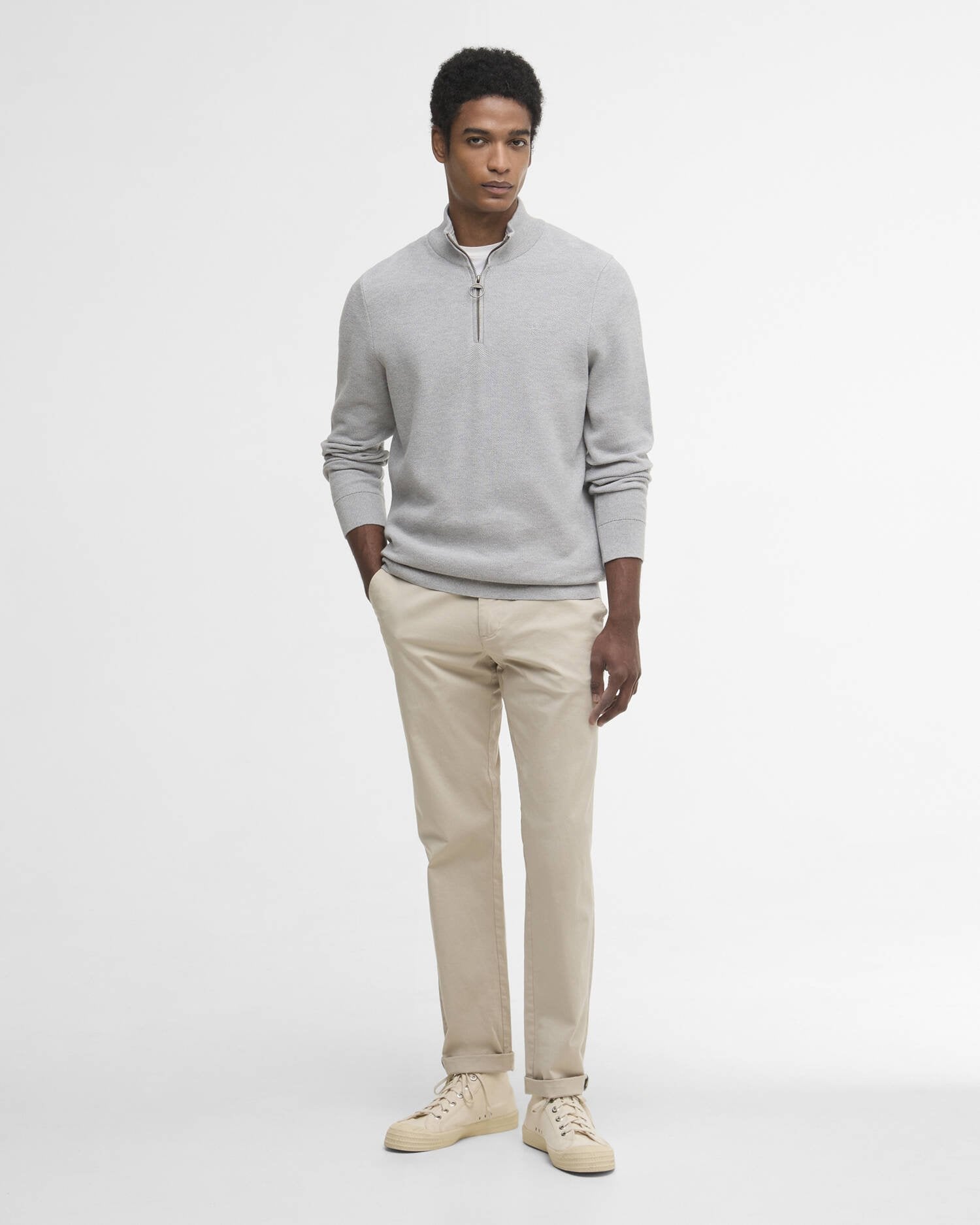 Barbour Honeycomb Hz - Grey Marl-Men's Sweaters-Brooklyn-Vancouver-Yaletown-Canada