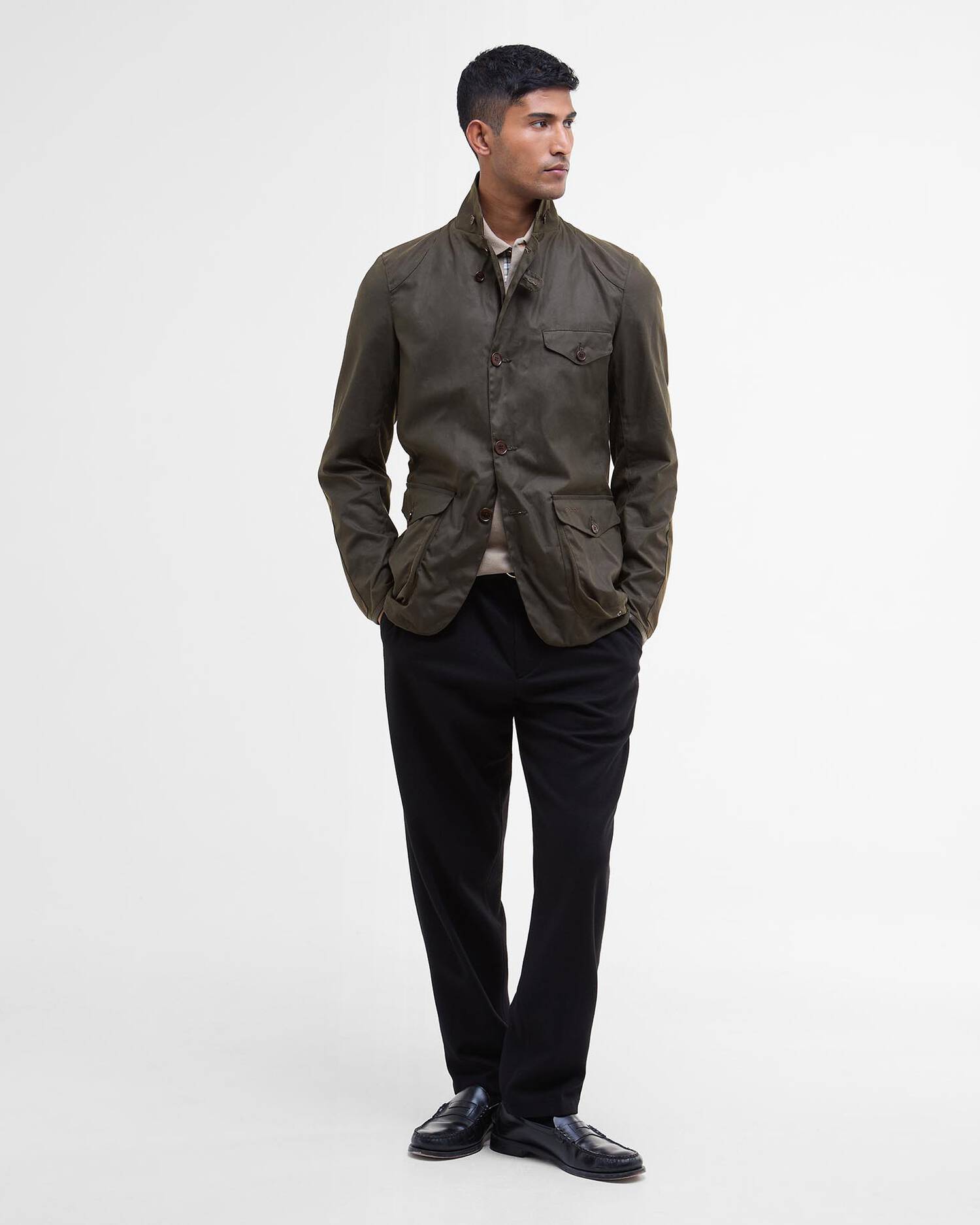 Barbour Beacon Sports Wax Jacket - Olive-Men&#39;s Jackets-Brooklyn-Vancouver-Yaletown-Canada