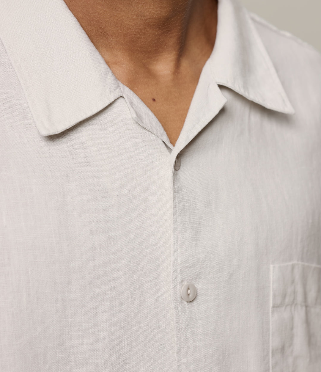 Merz Linen Bowling Short Sleeve Shirt - Light Stone-Men's Shirts-Brooklyn-Vancouver-Yaletown-Canada