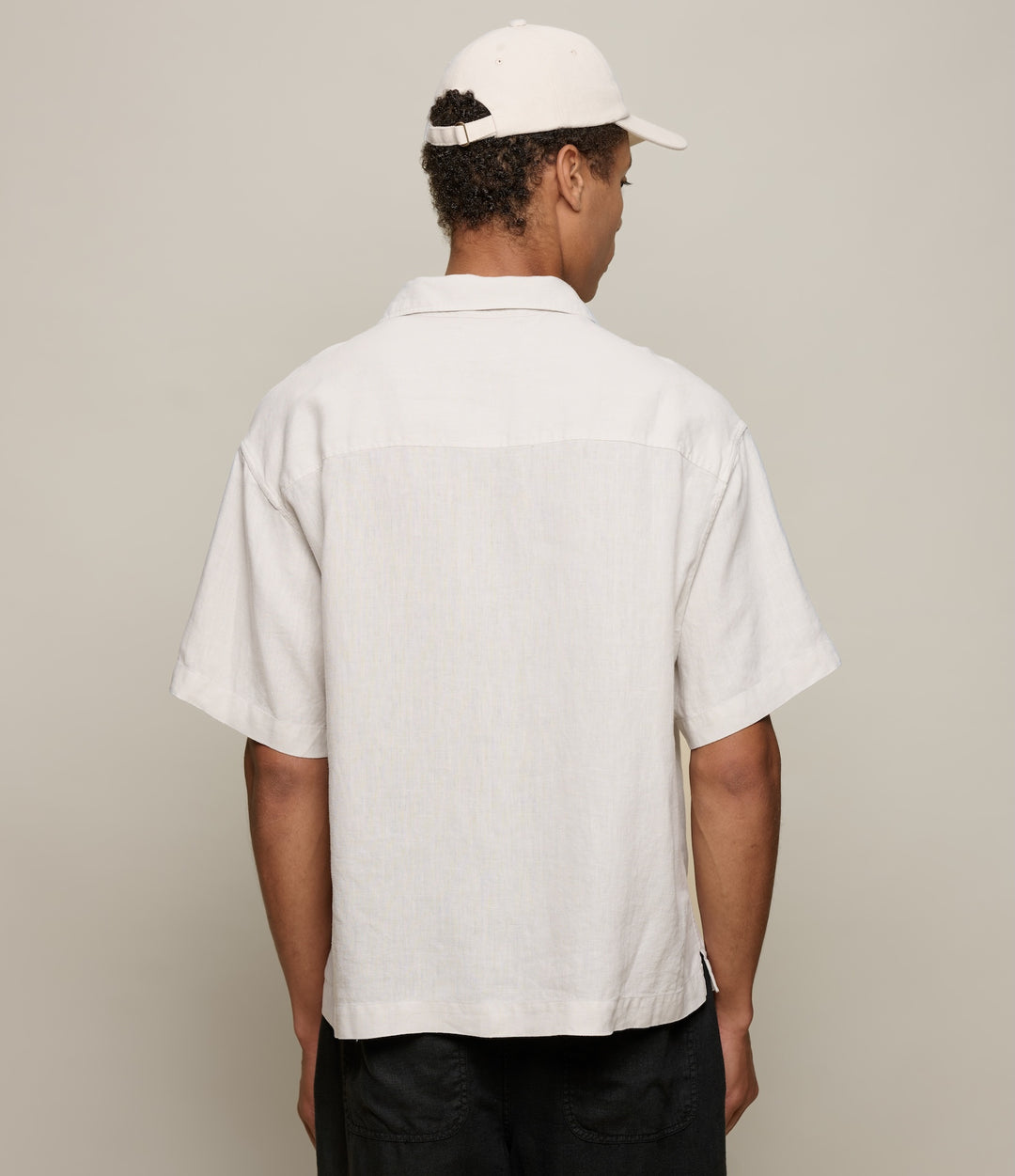 Merz Linen Bowling Short Sleeve Shirt - Light Stone-Men's Shirts-Brooklyn-Vancouver-Yaletown-Canada