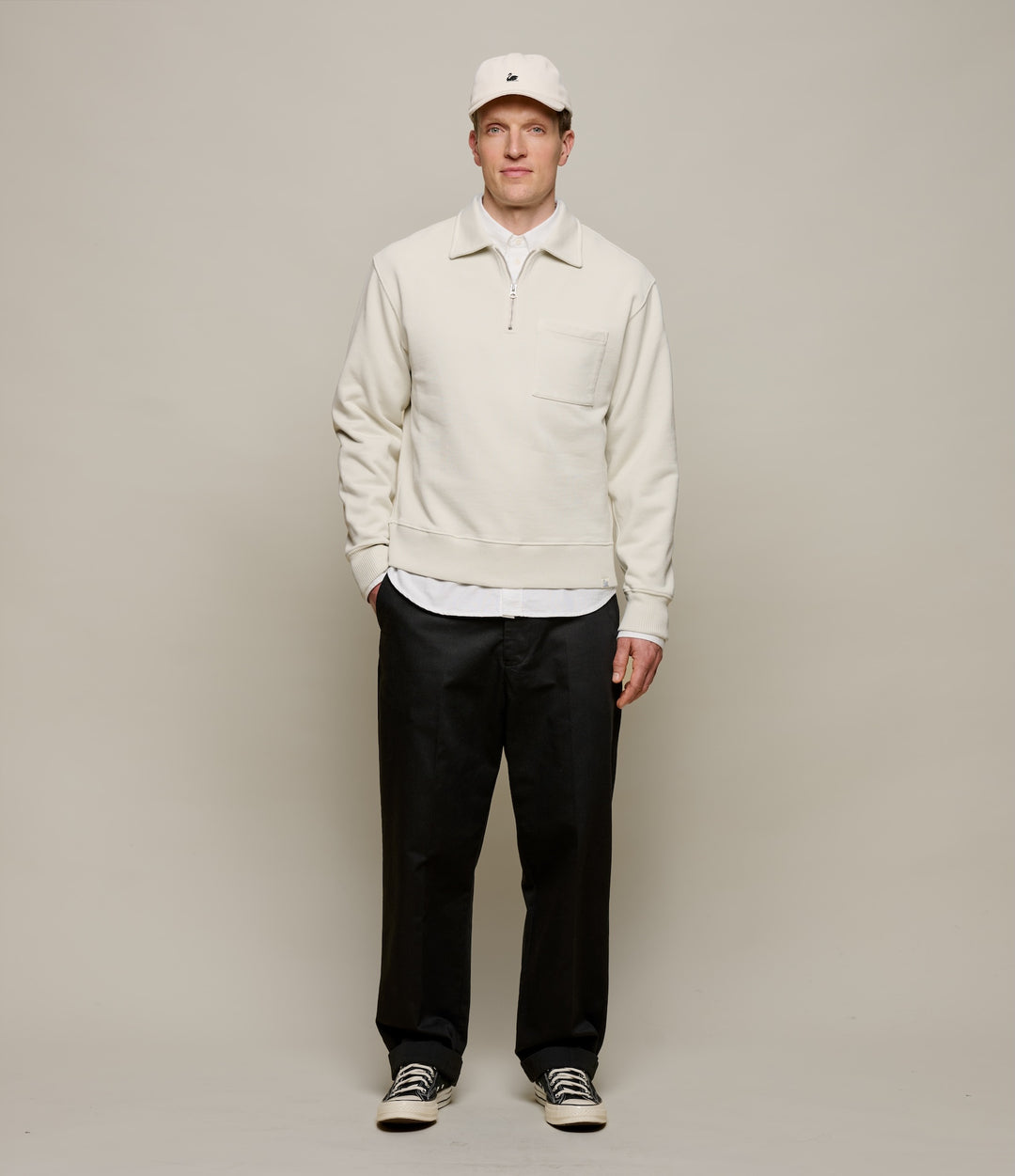 Merz Authentic Fleece Half-Zip Sweatshirt - Nature-Men's Sweatshirts-Brooklyn-Vancouver-Yaletown-Canada
