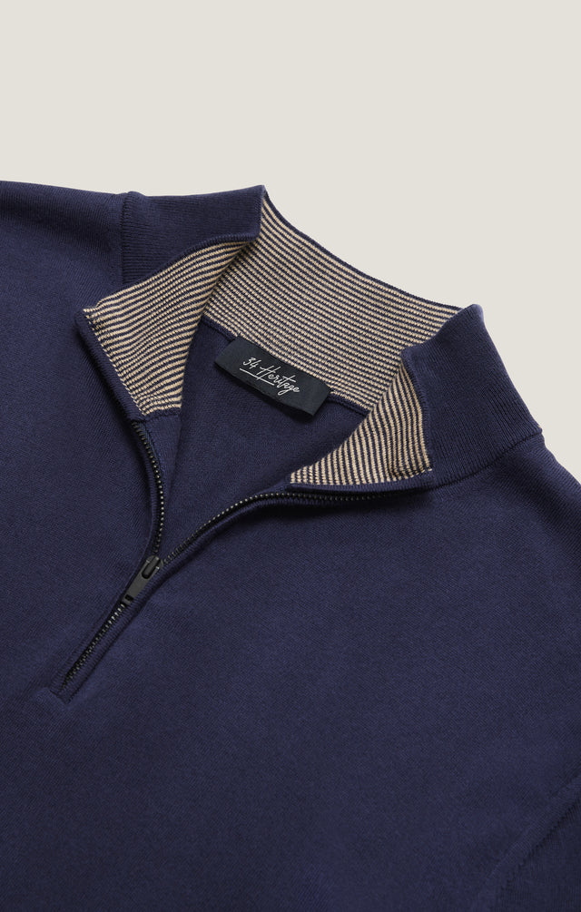 34 Heritage Quarter Zip Sweater Navy-Men&#39;s Sweaters-Brooklyn-Vancouver-Yaletown-Canada
