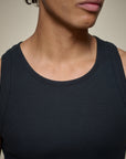 Merz Iconic Ribbed Cotton Tank Top - Deep Black-Men's T-Shirts-Brooklyn-Vancouver-Yaletown-Canada