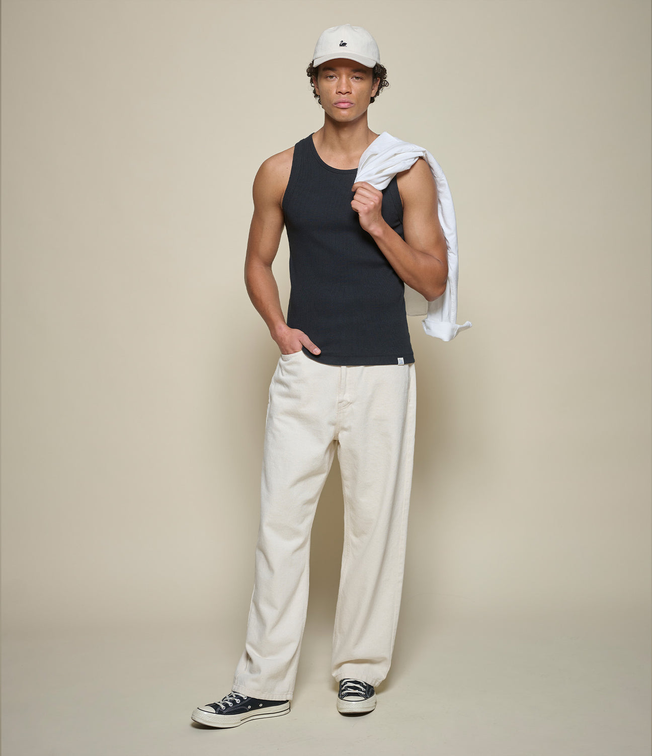 Merz Iconic Ribbed Cotton Tank Top - Deep Black-Men's T-Shirts-Brooklyn-Vancouver-Yaletown-Canada