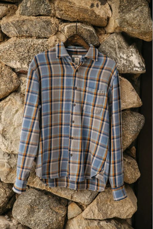 Kato-The Ripper LS 8 Oz Plaid Button Up-Blue Gray FW23-Men&#39;s Shirts-Yaletown-Vancouver-Surrey-Canada