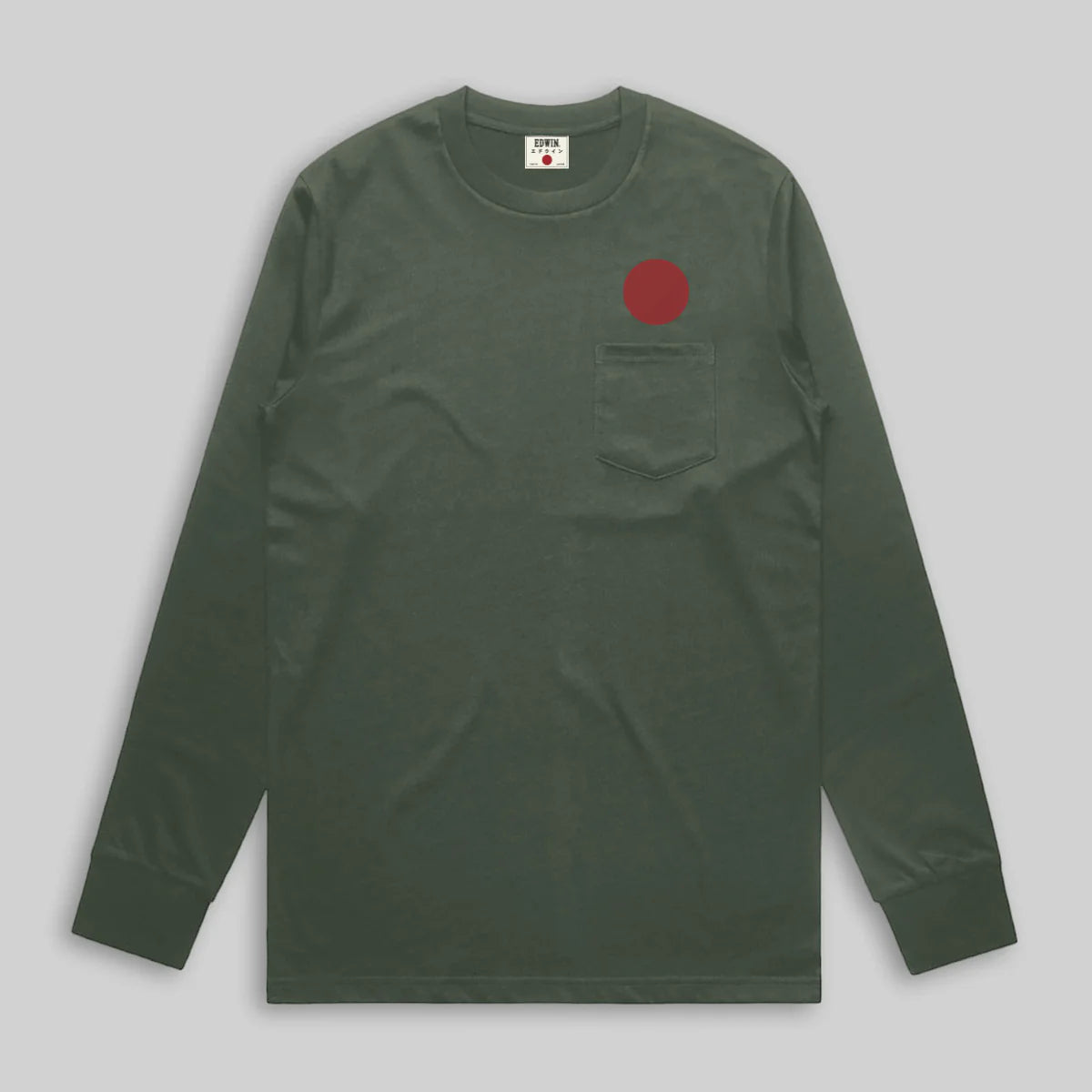 Edwin Long Sleeve Tee - Green Rising Sun-Men's T-Shirts-Brooklyn-Vancouver-Yaletown-Canada