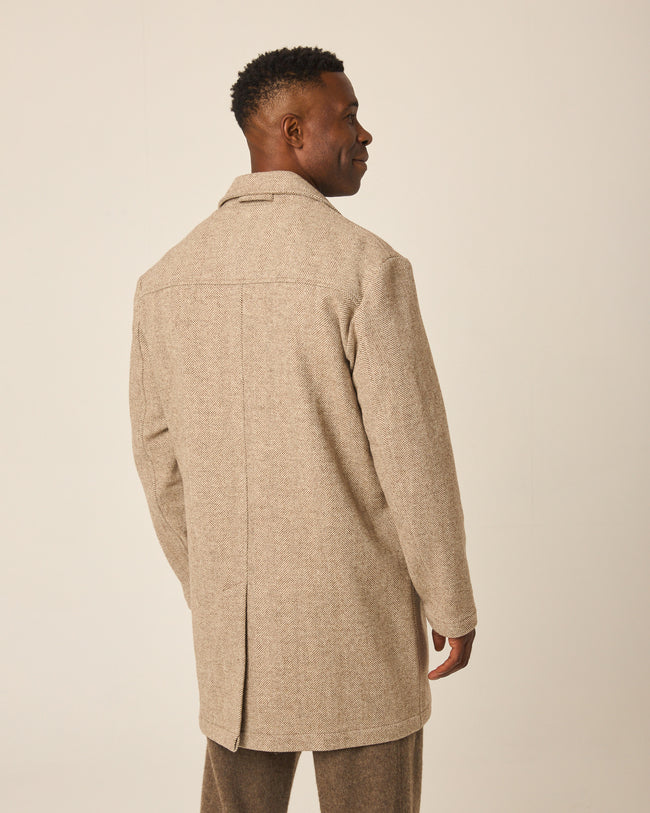Peregrine Scout Wool Coat - Oak Heringbone-Men's Coats-Brooklyn-Vancouver-Yaletown-Canada