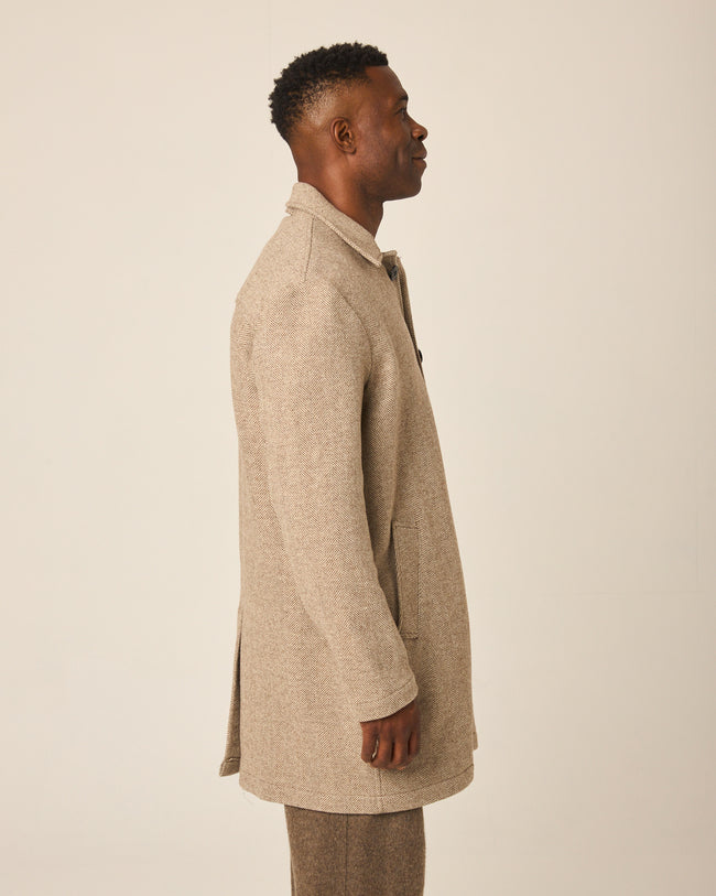 Peregrine Scout Wool Coat - Oak Heringbone-Men's Coats-Brooklyn-Vancouver-Yaletown-Canada
