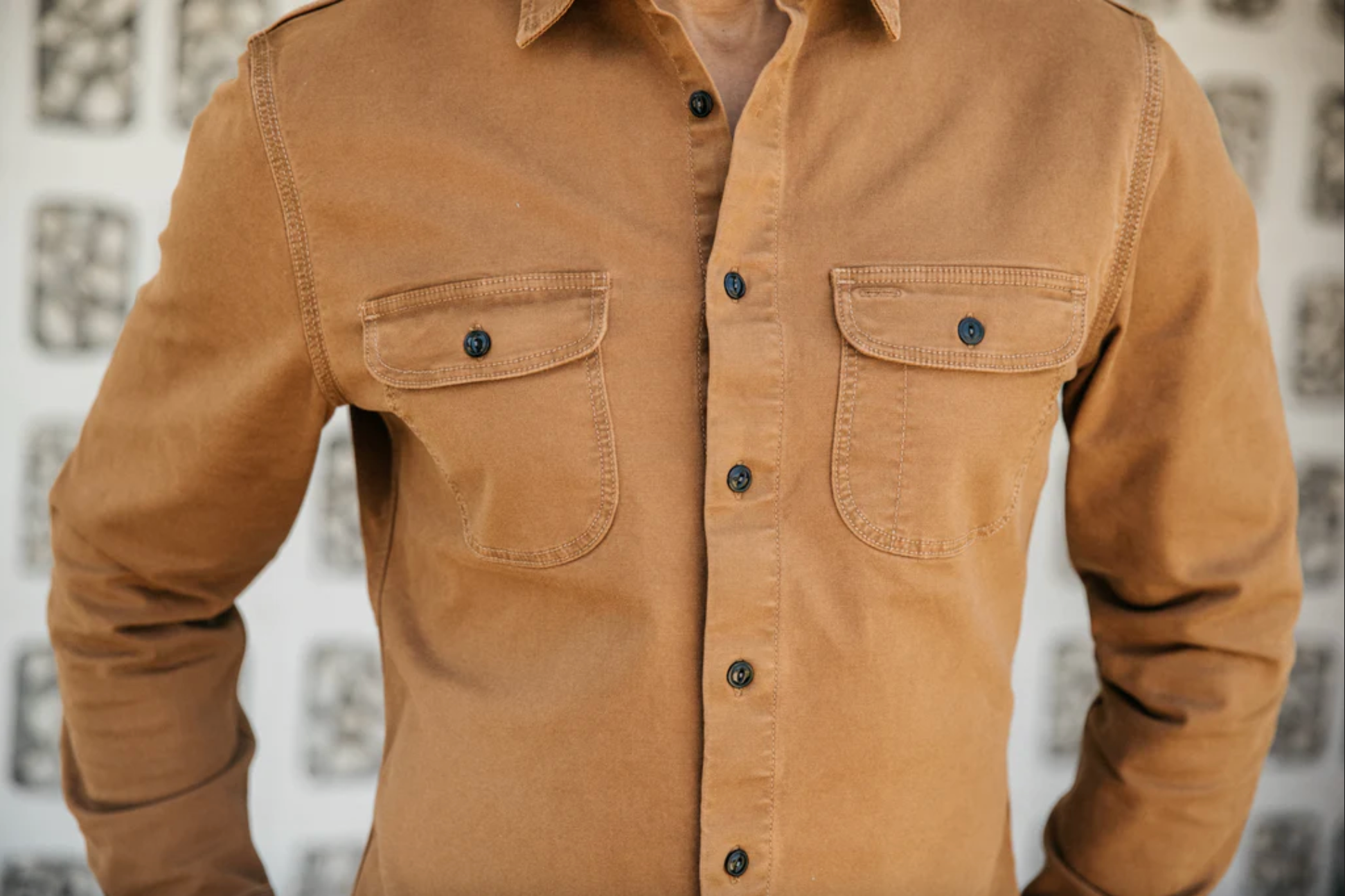 Kato The Brace Oxford St LS Button Up Whiskey SS24-Men&#39;s Shirts-Brooklyn-Vancouver-Yaletown-Canada